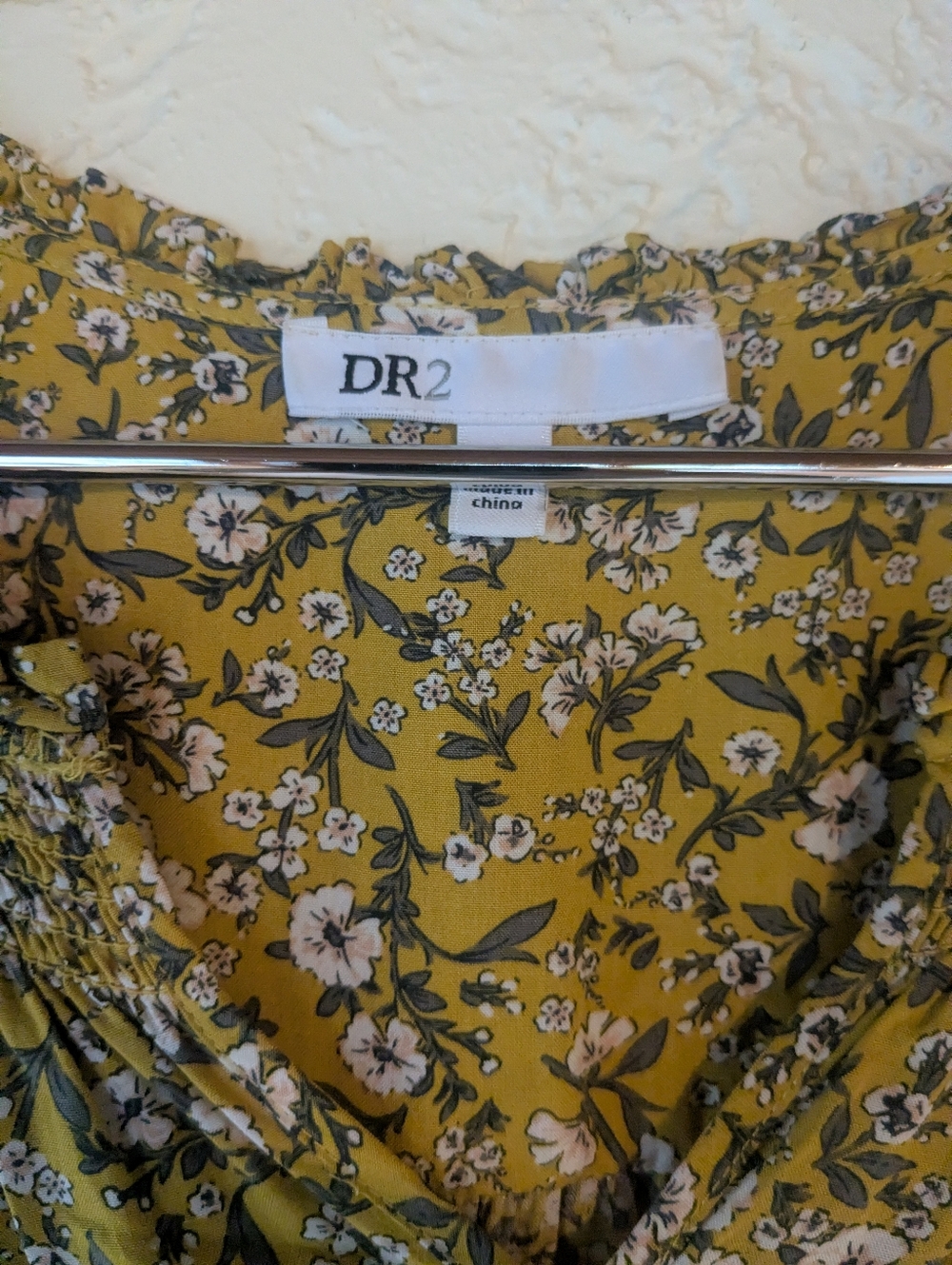 DR2 Yellow Floral Peasant Dress, 3/4 Sleeve, dancer